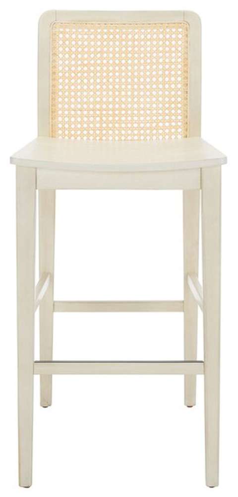 Safavieh - Benicio Rattan Bar Stool - White - Natural  (Set of 2) - BST1507B-SET2 veiw 1