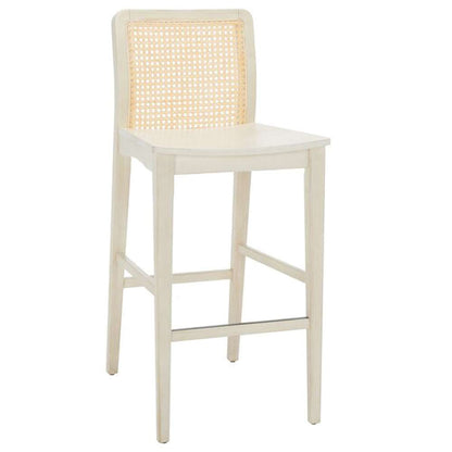 Safavieh - Benicio Rattan Bar Stool - White - Natural  (Set of 2) - BST1507B-SET2 veiw 3