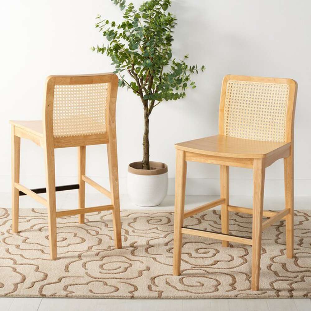 Safavieh - Benicio Rattan Counter Stool - Natural  (Set of 2) - BST1506D-SET2 veiw 2
