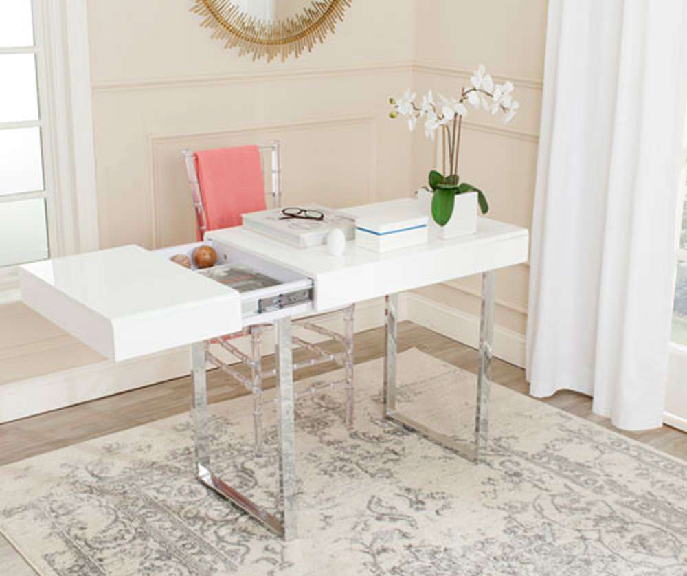 Safavieh - Berkley Desk - White - Chrome - FOX2200A veiw 2
