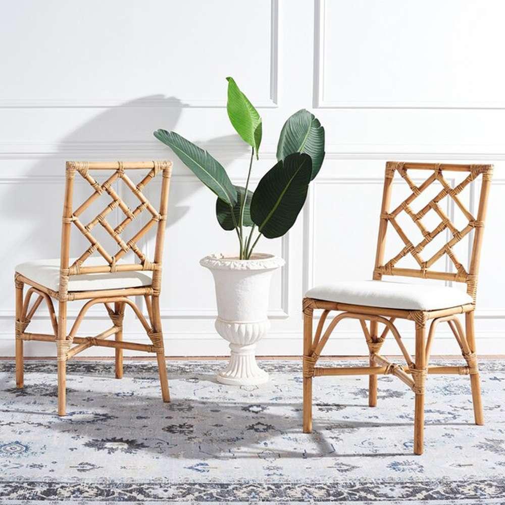Safavieh - Bhumi Accent Chair W/ Cushion - White - Honey Brwn Wash  (Set of 2) - ACH6509B-SET2 veiw 2