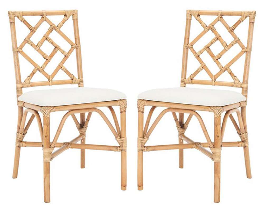 Safavieh - Bhumi Accent Chair W/ Cushion - White - Honey Brwn Wash  (Set of 2) - ACH6509B-SET2 veiw 3