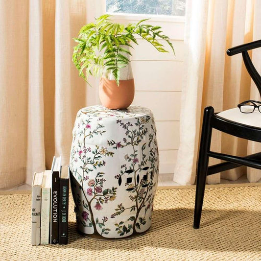 Safavieh - Blooming Tree Garden Stool - White - Multi - ACS4513A veiw 1