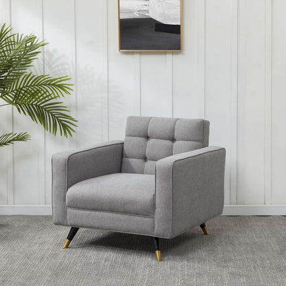 Safavieh - Couture - Bradson Tufted Back Accent Chair - Light Grey - Black - SFV4820A veiw 2