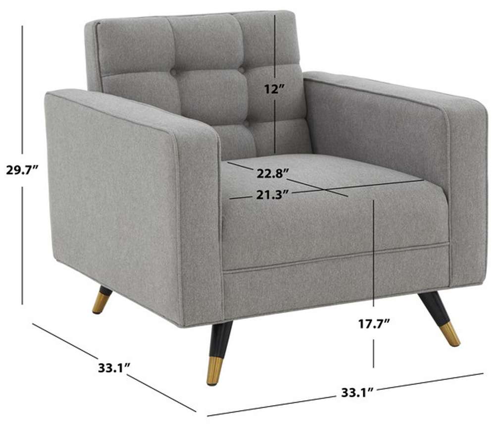 Safavieh - Couture - Bradson Tufted Back Accent Chair - Light Grey - Black - SFV4820A veiw 3