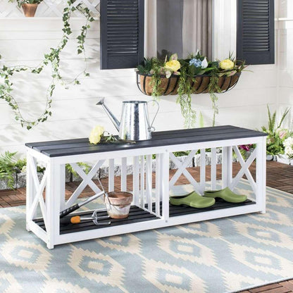 Safavieh - Branco Bench - Dark Slate Gray - White - FOX6706K veiw 2