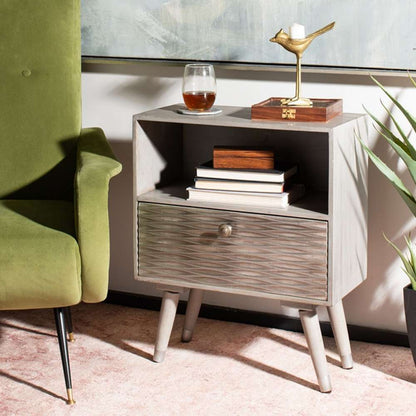 Safavieh - Brandy 1 Drawer Nightstand - Grey Walnut - NST5301A veiw 2