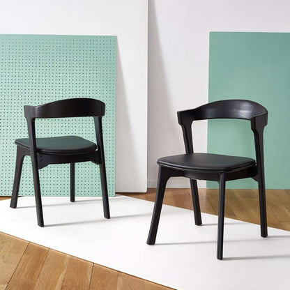 Safavieh - Couture - Brylie Wood & Leather Chair - Black  (Set of 2) - SFV4126A-SET2 veiw 3