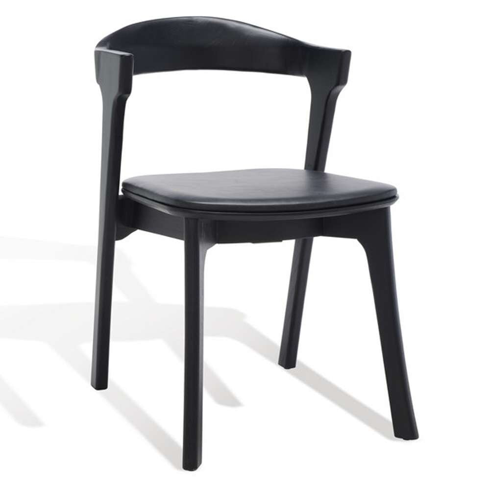 Safavieh - Couture - Brylie Wood & Leather Chair - Black  (Set of 2) - SFV4126A-SET2 veiw 4