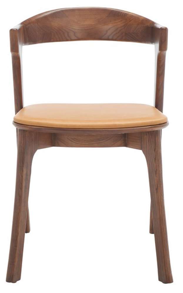 Safavieh - Couture - Brylie Wood & Leather Chair - Walnut - Brown  (Set of 2) - SFV4126B-SET2