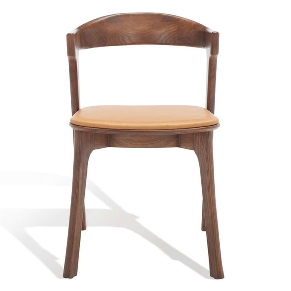 Safavieh - Couture - Brylie Wood & Leather Chair - Walnut - Brown  (Set of 2) - SFV4126B-SET2 veiw 1
