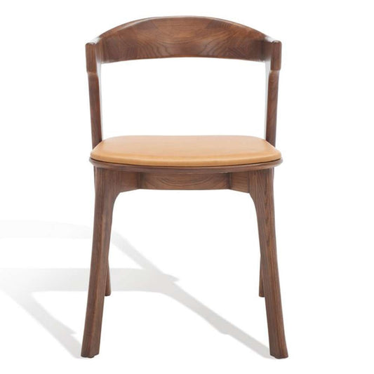 Safavieh - Couture - Brylie Wood & Leather Chair - Walnut - Brown  (Set of 2) - SFV4126B-SET2 veiw 1