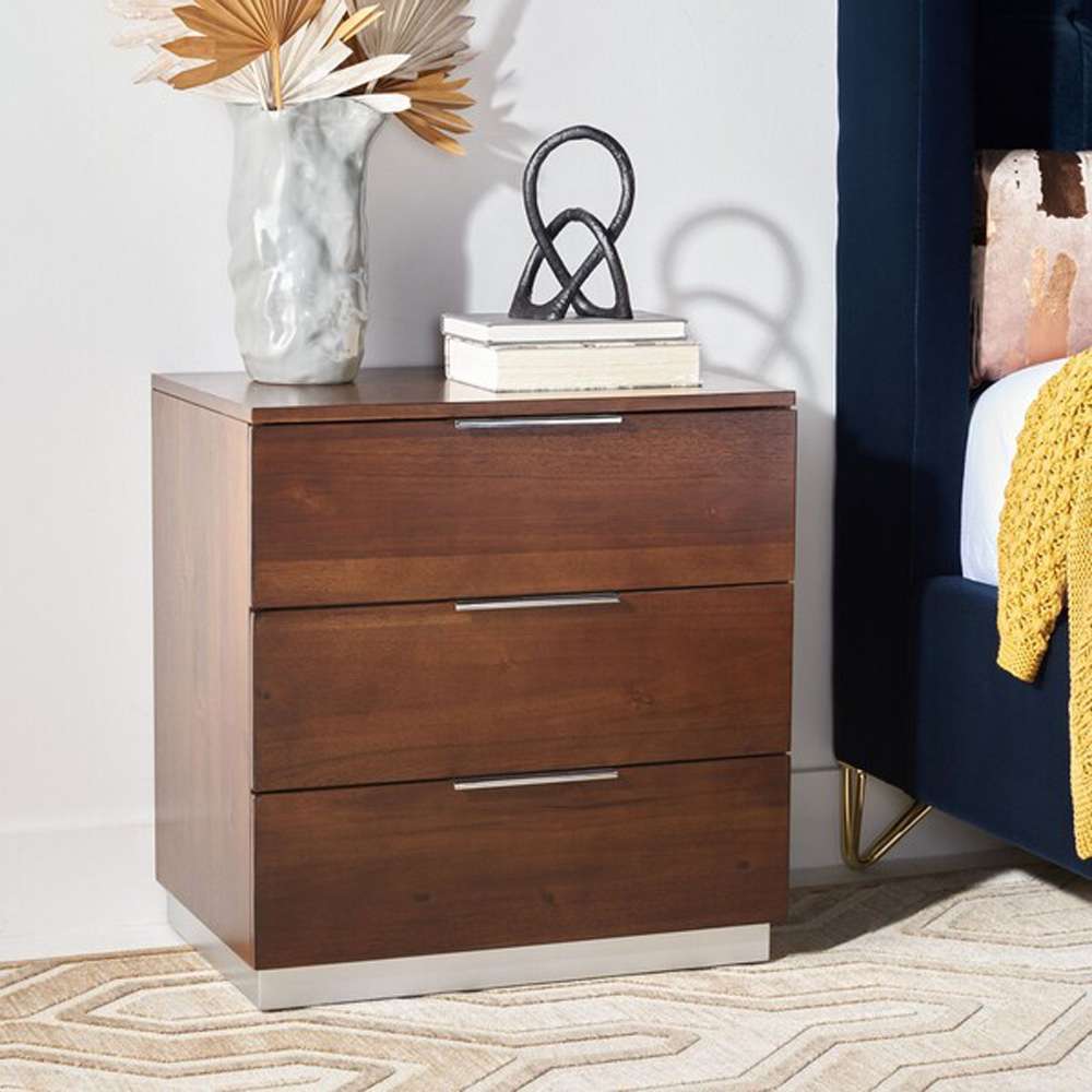 Safavieh - Brylin 3 Drawer Nightstand - Dark Walnut - NST6404A veiw 3