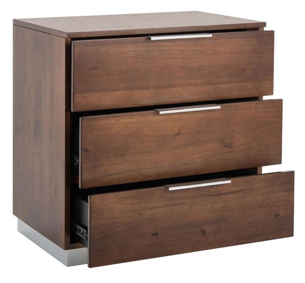 Safavieh - Brylin 3 Drawer Nightstand - Dark Walnut - NST6404A veiw 4