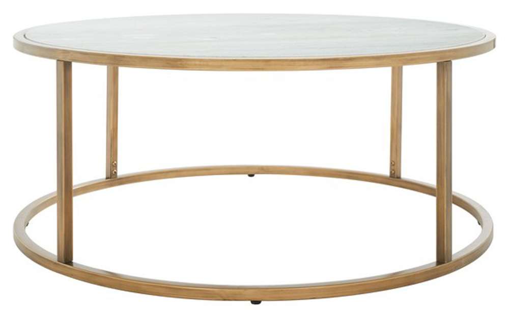 Safavieh - Couture - Brynna Round Marble Coffee Table - Bronze - White - SFV9514A veiw 1