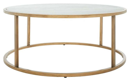 Safavieh - Couture - Brynna Round Marble Coffee Table - Bronze - White - SFV9514A veiw 1