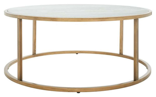 Safavieh - Couture - Brynna Round Marble Coffee Table - Bronze - White - SFV9514A veiw 1