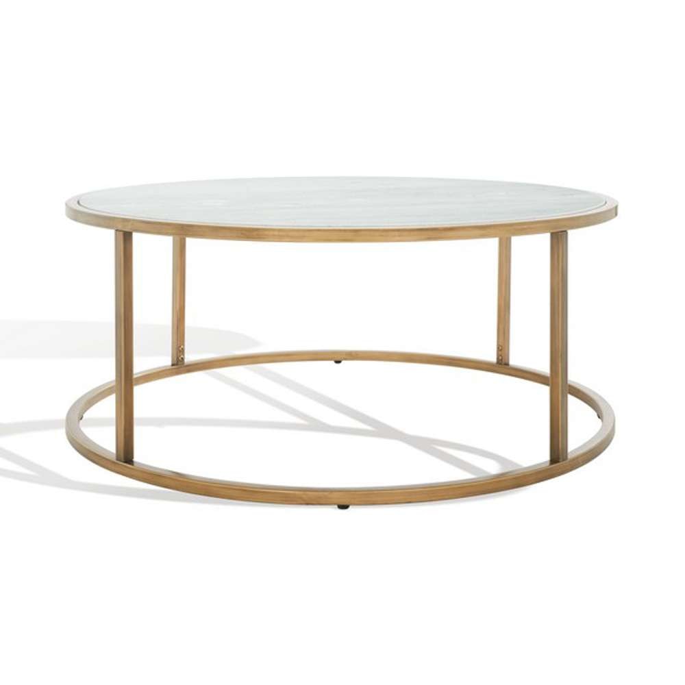 Safavieh - Couture - Brynna Round Marble Coffee Table - Bronze - White - SFV9514A veiw 3