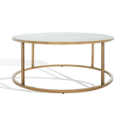 Safavieh - Couture - Brynna Round Marble Coffee Table - Bronze - White - SFV9514A veiw 3