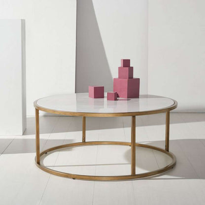 Safavieh - Couture - Brynna Round Marble Coffee Table - Bronze - White - SFV9514A veiw 4