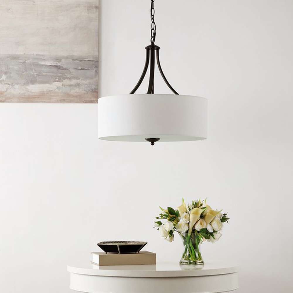Safavieh - Burnett 3Lt 20in Chandelier - Oil Rub Bronze - White - CHA4020A veiw 1