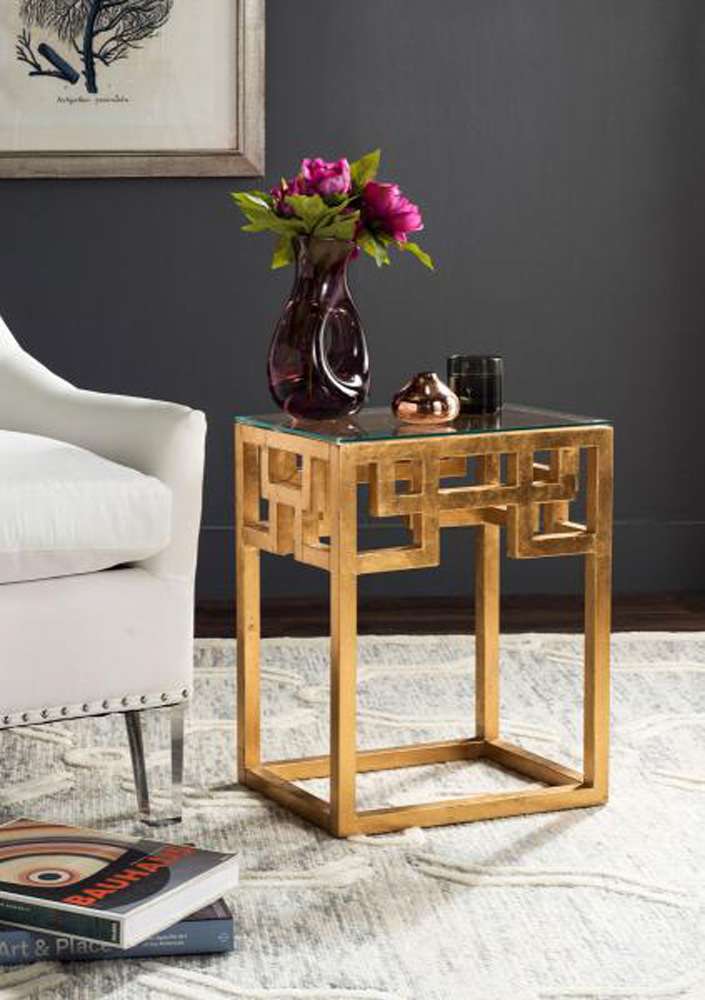 Safavieh - Byram End Table - Gold - Clear - FOX2574A veiw 2
