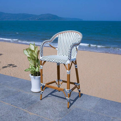 Safavieh - California Barstool W Arms - White - Navy - PAT7535D veiw 2