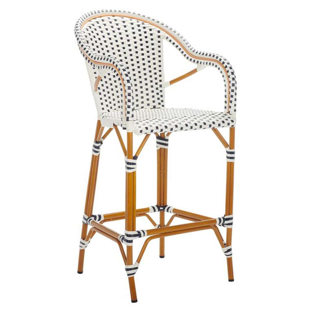 Safavieh - California Barstool W Arms - White - Navy - PAT7535D veiw 4