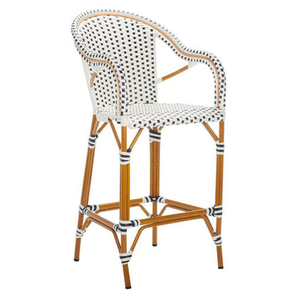 Safavieh - California Barstool W Arms - White - Navy - PAT7535D veiw 4