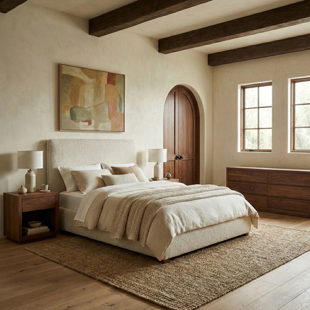 Safavieh - Callahan Boucle Full Bed / Ivory / Walnut - SFV4801A-F-2BX view 2