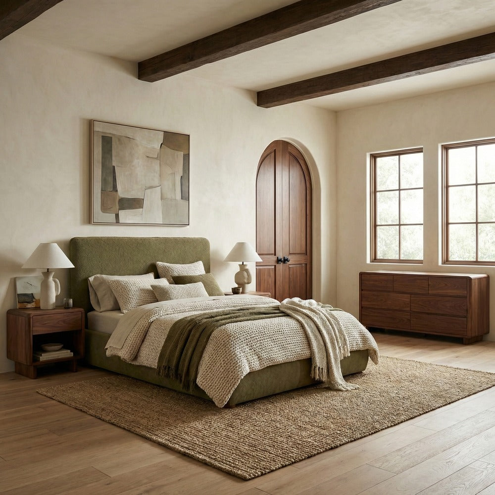 Safavieh - Callahan Teddy Full Bed / Olive Green / Walnut - SFV4801I-F-2BX view 2