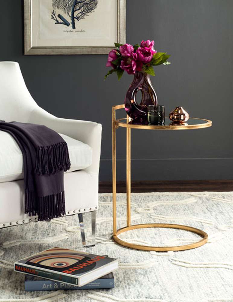 Safavieh - Calvin Round End Table - Gold - Mirror - FOX2571A veiw 2
