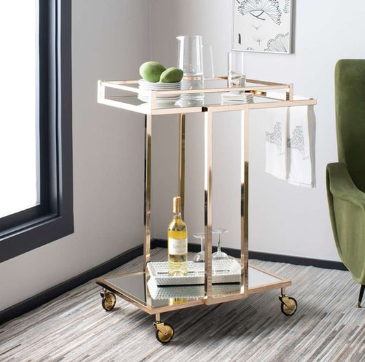 Safavieh - Capri 2 Tier Bar Cart - Gold - Mirror - BCT8003A veiw 2