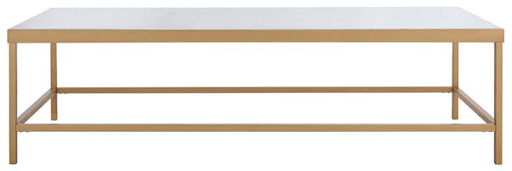 Safavieh - Couture - Caralyn Rect Marble Coffee Tab - White - Brass - SFV9513A veiw 1
