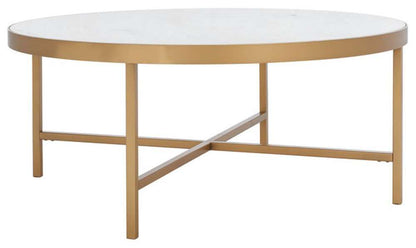 Safavieh - Couture - Caralyn Round Marble Coffee Table - White - Brass - SFV9512A veiw 4