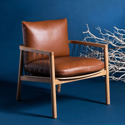 Safavieh - Couture - Caramel Midcentury Leathe Chair - Brown - SFV4515A veiw 2