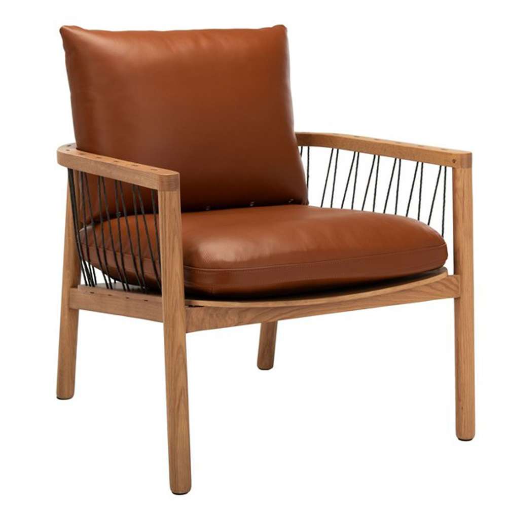 Safavieh - Couture - Caramel Midcentury Leathe Chair - Brown - SFV4515A veiw 3