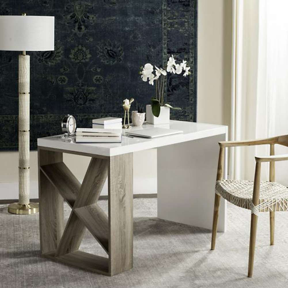 Safavieh - Carlene Desk - White - Oak - FOX4235A veiw 2