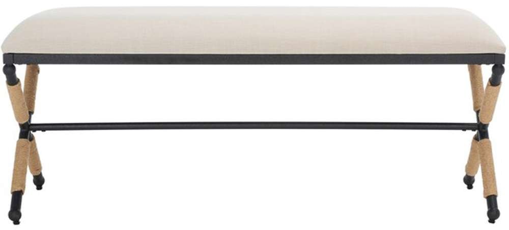 Safavieh - Couture - Carmelo Hemp Wrapped Bench - Beige - Black - SFV2121A veiw 1