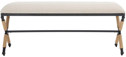 Safavieh - Couture - Carmelo Hemp Wrapped Bench - Beige - Black - SFV2121A veiw 1