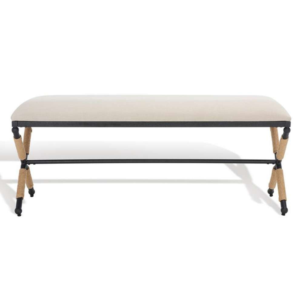 Safavieh - Couture - Carmelo Hemp Wrapped Bench - Beige - Black - SFV2121A veiw 2