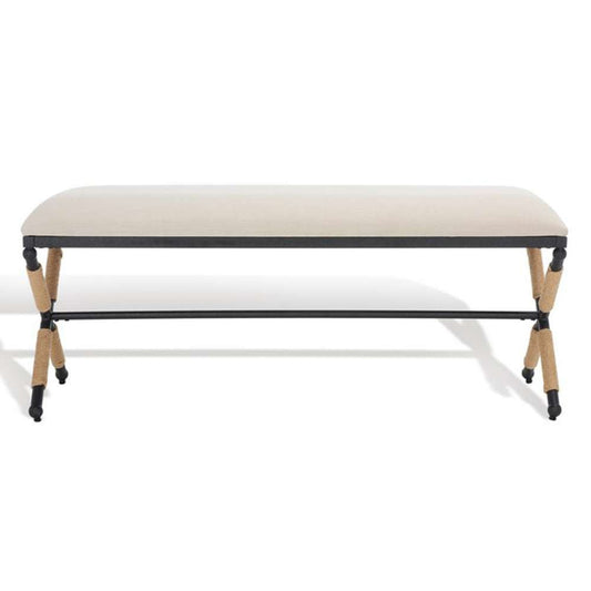 Safavieh - Couture - Carmelo Hemp Wrapped Bench - Beige - Black - SFV2121A veiw 2