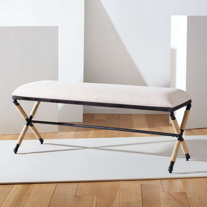 Safavieh - Couture - Carmelo Hemp Wrapped Bench - Beige - Black - SFV2121A veiw 3