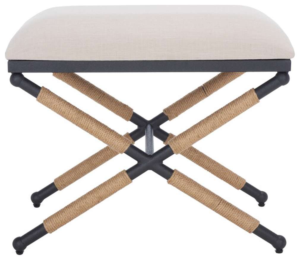 Safavieh - Couture - Carmelo Hemp Wrapped Ottoman - Beige - Black - SFV2122A veiw 1