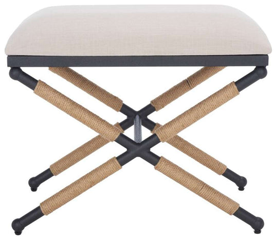 Safavieh - Couture - Carmelo Hemp Wrapped Ottoman - Beige - Black - SFV2122A veiw 1