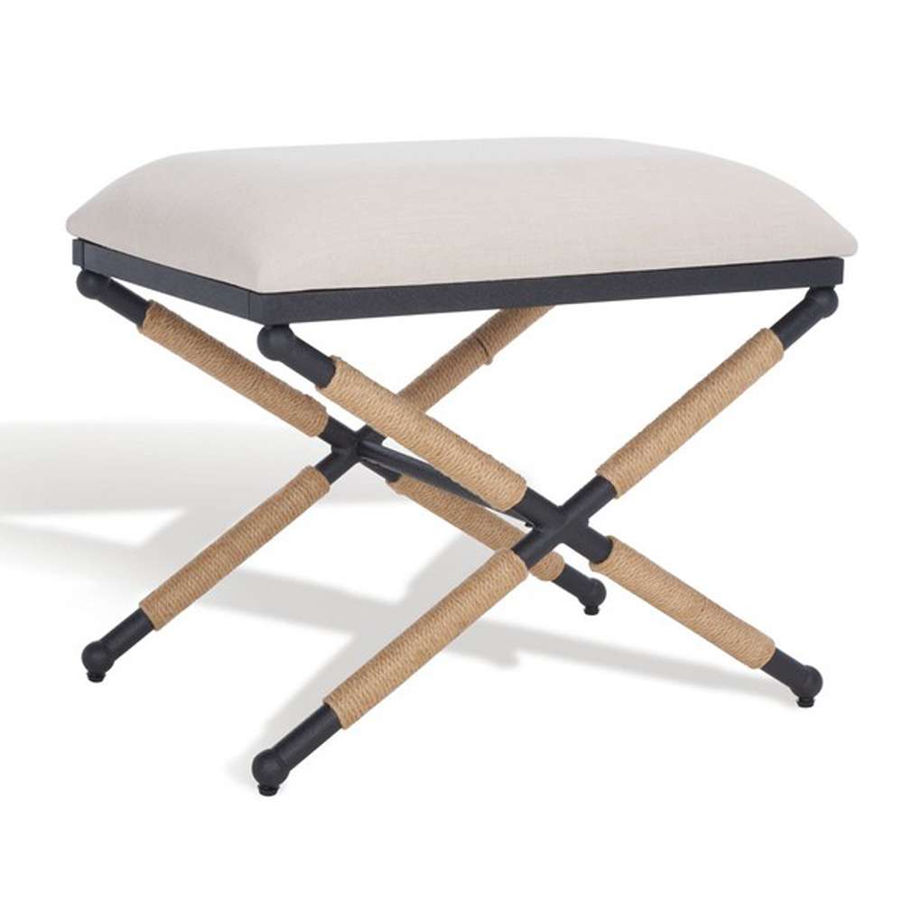 Safavieh - Couture - Carmelo Hemp Wrapped Ottoman - Beige - Black - SFV2122A veiw 3