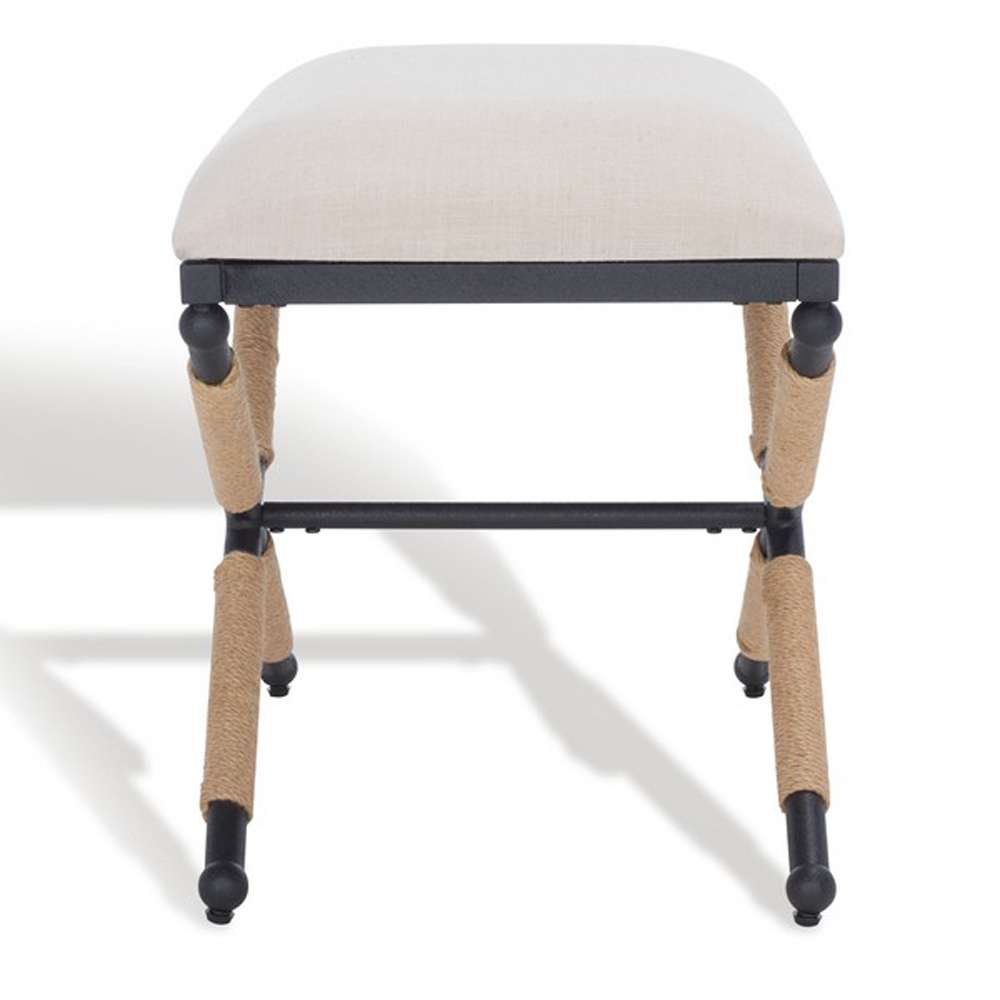 Safavieh - Couture - Carmelo Hemp Wrapped Ottoman - Beige - Black - SFV2122A veiw 4