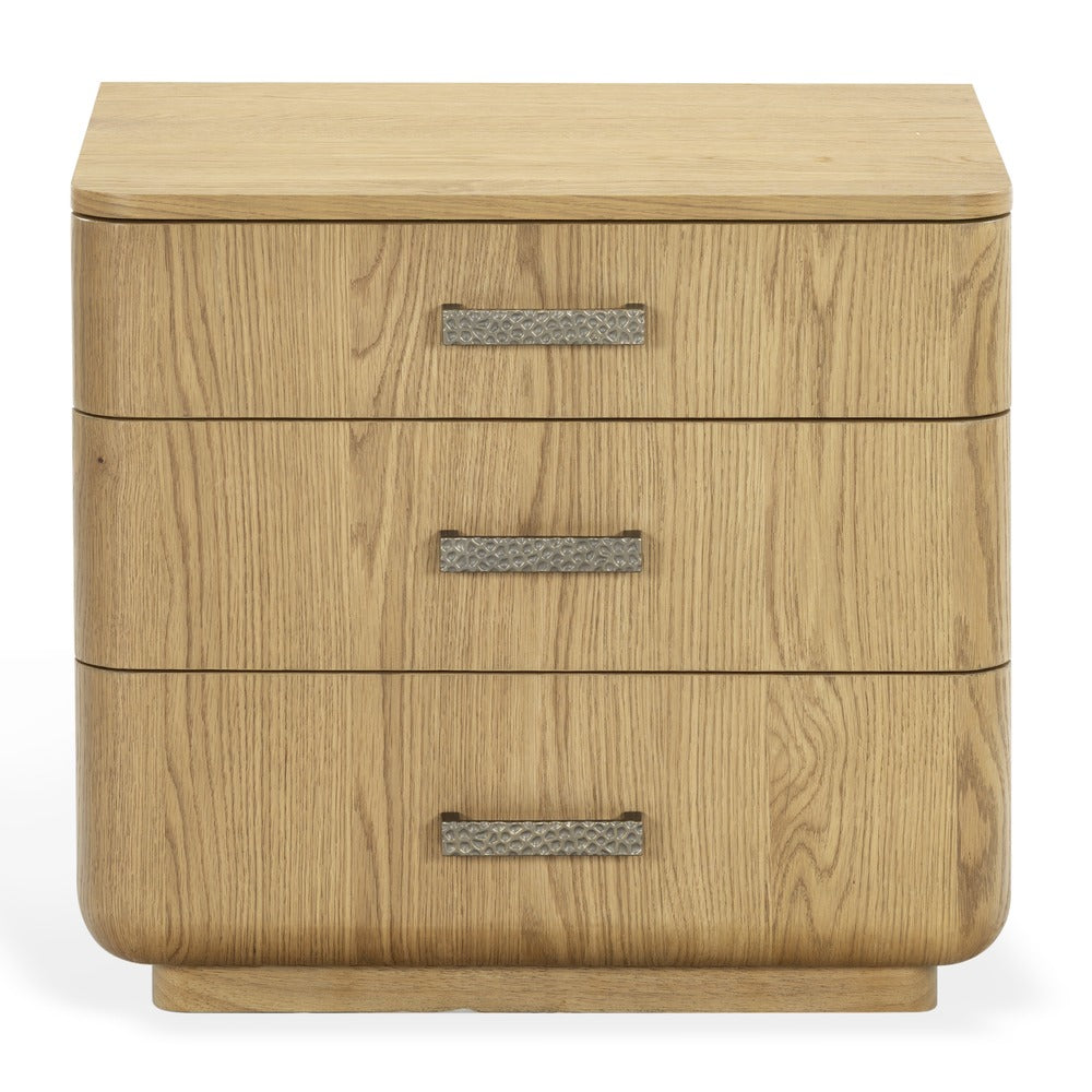 Safavieh - Carmilla Hammered Metal And Wood 3 Drawer Nightstand / Brown Oak - SFV2241A view 1