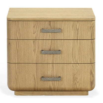 Safavieh - Carmilla Hammered Metal And Wood 3 Drawer Nightstand / Brown Oak - SFV2241A view 1