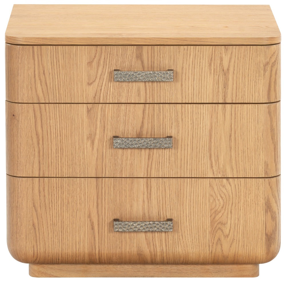 Safavieh - Carmilla Hammered Metal And Wood 3 Drawer Nightstand / Brown Oak - SFV2241A view 2
